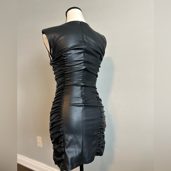ZARA Blogger Fav Black Faux Leather Bodycon Women's Mini Dress Size XS - Picture 8 of 14